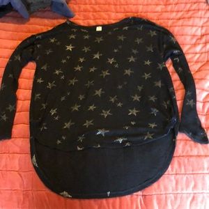 Long sleeve black shirt with sliver stars